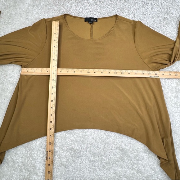 Sun Kim Aruba Topper Asymmetrical Blouse Olive color Long sleeves Lagenlook Smal - Picture 6 of 6